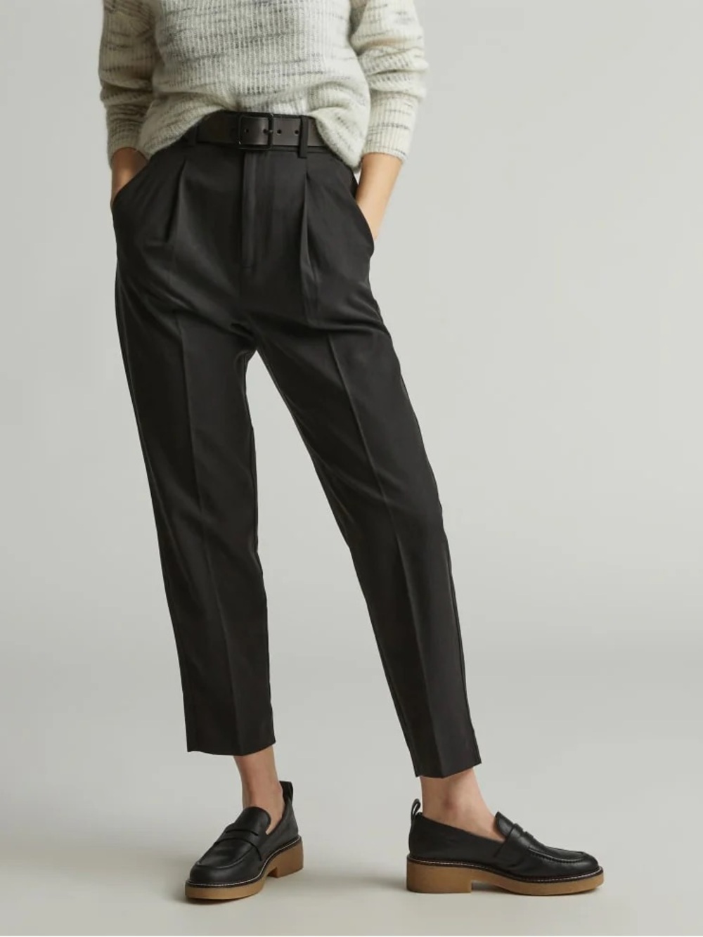 New Everlane Women The Tencel Way High Taper Black Pants Size 00